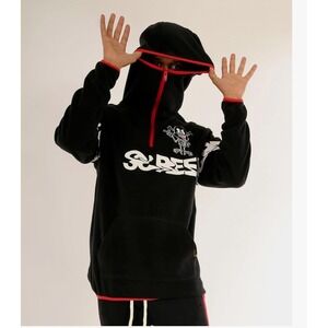 Screenshot Brand Mens Fleece Quarter Zip HoodieSkull Graphic NEW